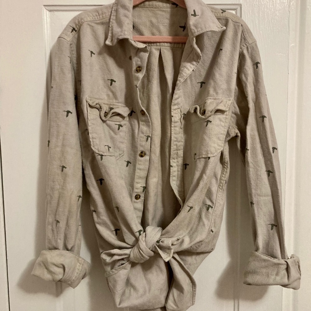 Vintage up-cycled bird flannel button up 90’s grunge 00s American Eagle Apparel